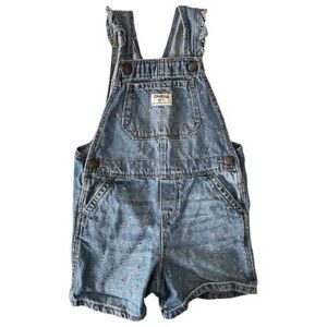 Oshkosh B'gosh Denim Strawberry Printed Overrall Shorts Size 5T